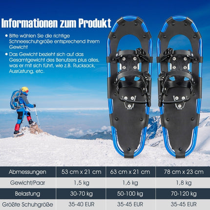 Sniegbačių komplektas 63 cm su reketiniais apkaustais, mėlynas