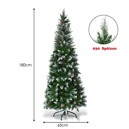 Snieguota Kalėdų eglutė su metaliniu stovu, 630 PVC antgalių, 180 cm
