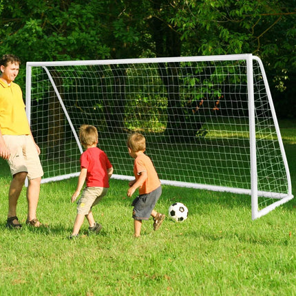 Futbolo vartai 365x182 cm su patvariu tinklu ir kuoliukais