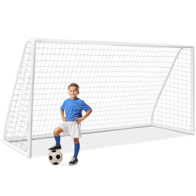 Futbolo vartai 365x182 cm su patvariu tinklu ir kuoliukais