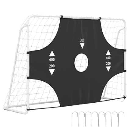 Futbolo vartai su 5 skylučių taikinio sienele, 215 × 152 cm