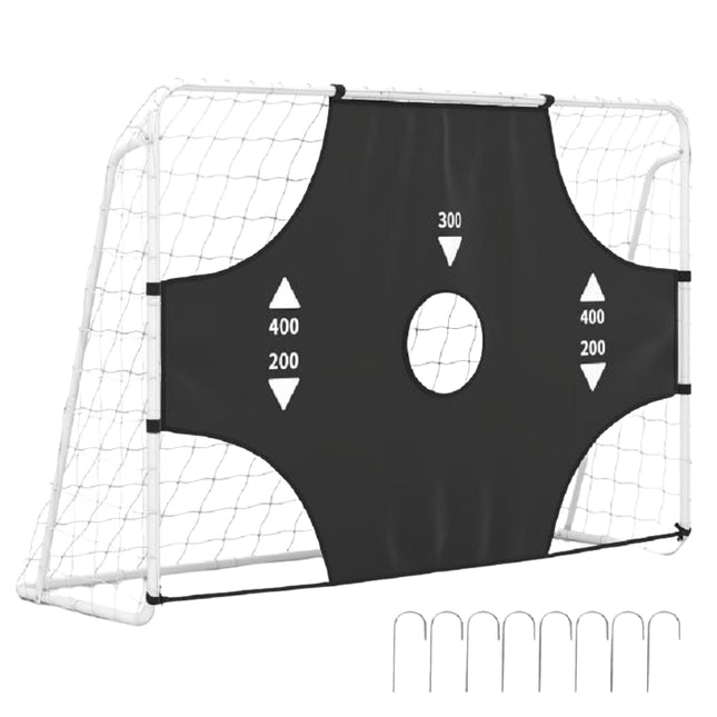 Futbolo vartai su 5 skylučių taikinio sienele, 215 × 152 cm