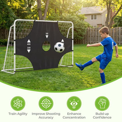 Futbolo vartai su 5 skylučių taikinio sienele, 215 × 152 cm