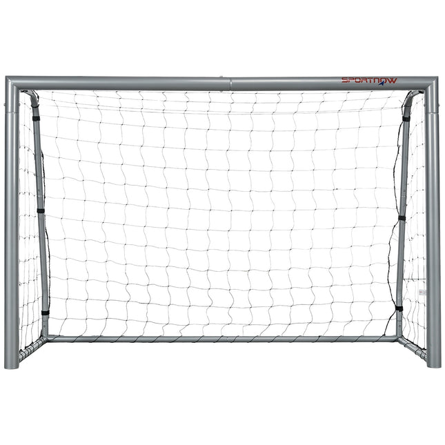Futbolo vartai su PE tinkleliu vaikams ir suaugusiesiems, 240 x 85 x 160 cm, plienas, PE, sodo futbolo treniruočių vartai, pilki