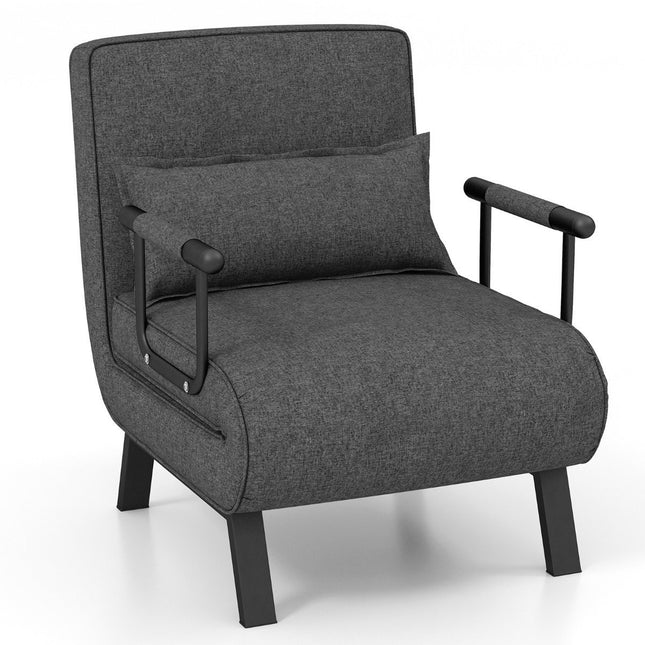 Sulankstoma reguliuojamo aukščio sofa-lova Sofa-lova su atlošu tamsiai pilka