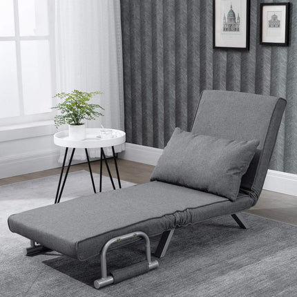 Sofa-lova su porankiais, 65 x 69 x 80 cm, 3 viename, sofa-lova, svečių lova, šezlongas, lino imitacijos poliesteris, pilka