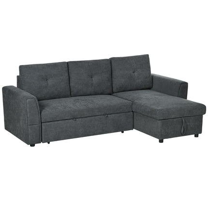 Sofa-lova su šezlongu, 3 vietų, tamsiai pilka
