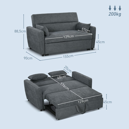 Sofa-lova, dvivietė sofa su lovos funkcija, reguliuojamas atlošas, apmušta sofa su dekoratyvinėmis pagalvėlėmis, aksomo imitacija