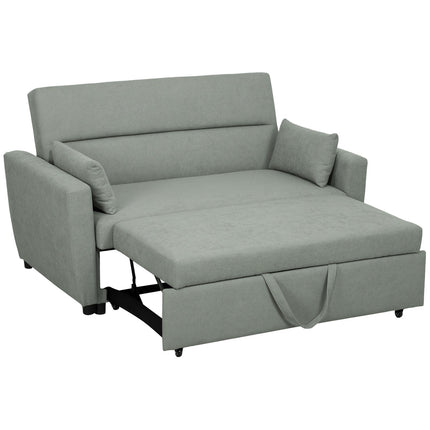 Sofa-lova, dvivietė sofa su miegojimo funkcija, reguliuojamas atlošas, sofa su pagalvėlėmis, aksominė imitacija, sofa-lova su patalynės dėže svetainei, svečių kambariui, šviesiai pilka