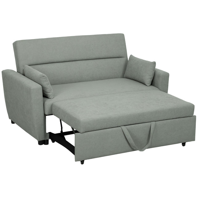 Sofa bed in velvet look, 2-seater, adjustable, light grey