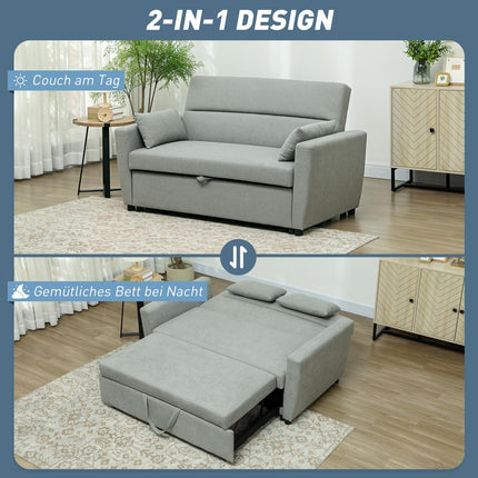 Sofa-lova, dvivietė sofa su miegojimo funkcija, reguliuojamas atlošas, sofa su pagalvėlėmis, aksominė imitacija, sofa-lova su patalynės dėže svetainei, svečių kambariui, šviesiai pilka