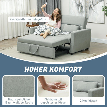 Sofa-lova, dvivietė sofa su miegojimo funkcija, reguliuojamas atlošas, sofa su pagalvėlėmis, aksominė imitacija, sofa-lova su patalynės dėže svetainei, svečių kambariui, šviesiai pilka