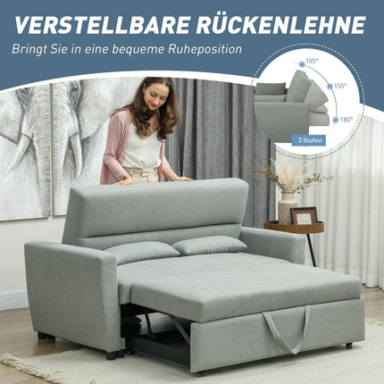 Sofa-lova, dvivietė sofa su miegojimo funkcija, reguliuojamas atlošas, sofa su pagalvėlėmis, aksominė imitacija, sofa-lova su patalynės dėže svetainei, svečių kambariui, šviesiai pilka