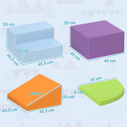 Minkštų statybinių kaladėlių rinkinys, 4 putplasčio statybiniai kaladėlės, milžiniški statybiniai žaislai 1-3 metų vaikams, dirbtinė oda ir EPE