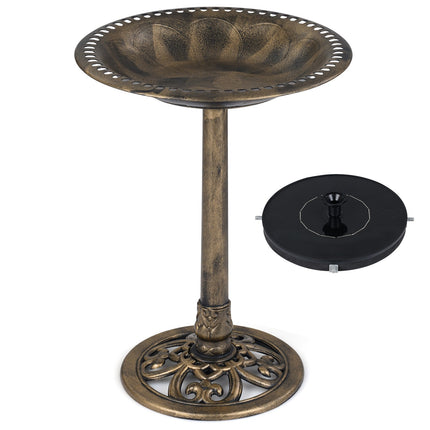 Saulės energija varomas paukščių maudyklė su fontanu, 50 x 50 x 72 cm, bronzinė