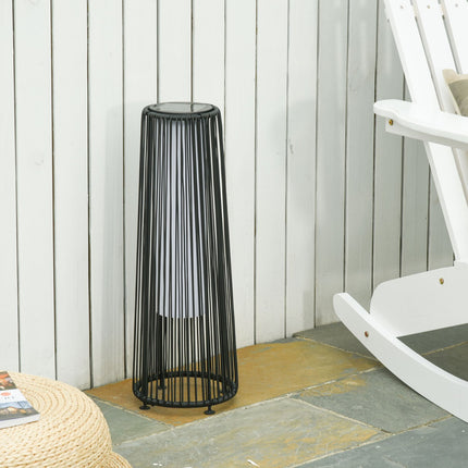 Saulės energija varomas sodo šviestuvas, vandeniui atsparus sodo šviestuvas su šviesos jutikliu, automatinis LED, juodas, 21,5 x 21,5 x 61 cm