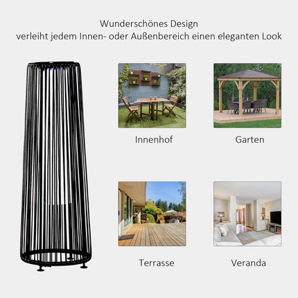 Saulės energija varomas sodo šviestuvas, vandeniui atsparus sodo šviestuvas su šviesos jutikliu, automatinis LED, juodas, 21,5 x 21,5 x 61 cm