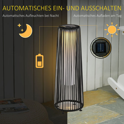 Saulės energija varomas sodo šviestuvas, vandeniui atsparus sodo šviestuvas su šviesos jutikliu, automatinis LED, juodas, 21,5 x 21,5 x 61 cm