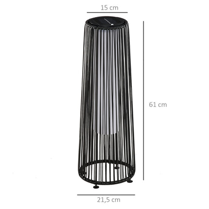 Saulės energija varomas sodo šviestuvas, vandeniui atsparus sodo šviestuvas su šviesos jutikliu, automatinis LED, juodas, 21,5 x 21,5 x 61 cm