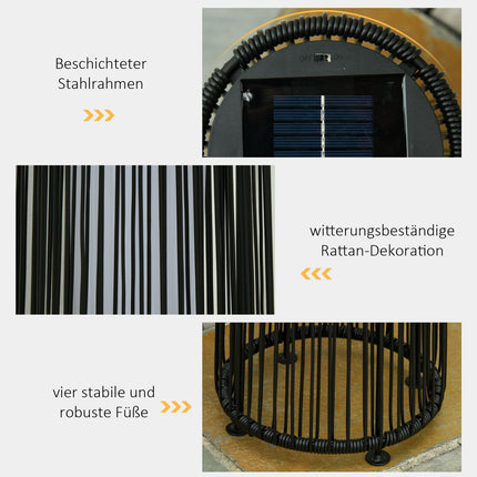 Saulės energija varomas sodo šviestuvas, vandeniui atsparus sodo šviestuvas su šviesos jutikliu, automatinis LED, juodas, 21,5 x 21,5 x 61 cm