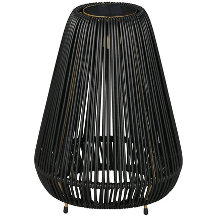 Saulės šviesos rotango vandeniui atsparus tako šviestuvas su šviesos jutikliu, automatinis LED sodo šviestuvas, lauko šviestuvas, juodas, metalinis