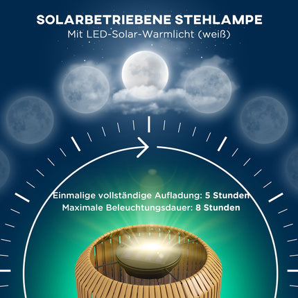 Saulės energija varomas rotango toršeras, šilta šviesa, automatinis įjungimas/išjungimas