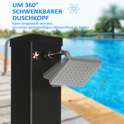 Outdoor 40L solar shower, foot and rain head, 60°C water