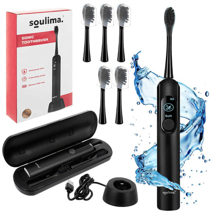 Elektrinis dantų šepetėlis „Sonic“, 90 000 aps./min., 6 galvutės