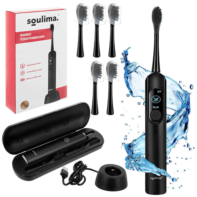 Elektrinis dantų šepetėlis „Sonic“, 90 000 aps./min., 6 galvutės