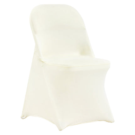 Spandex Folding Chair Covers, Washable, 50-Pack Ivory White