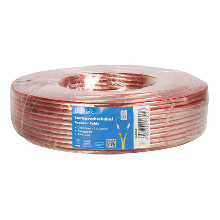 Speaker cable 2x2.5 25m Transparent