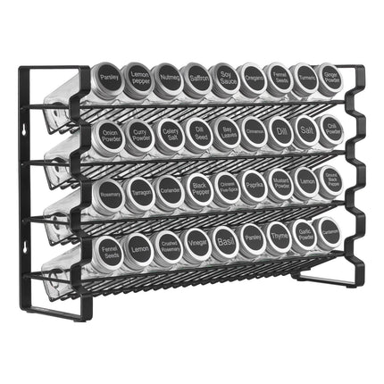 Spice Rack Organizer, 4-Tier, 36 Glass Jars, 18x11 in