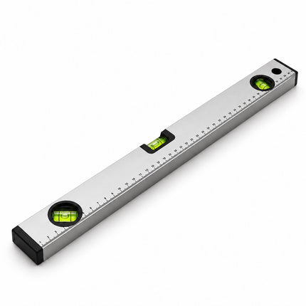 Spirit Level Set of 3, 40, 60 and 100 cm, Aluminium – 0°, 45°, 90° Vials, Silver
