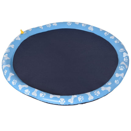 Purškimo kilimėlis šunims, 150 cm, vandens purslų kilimėlis šunims, vandens purkštuvas, neslystantis, lauko, PVC, mėlynas