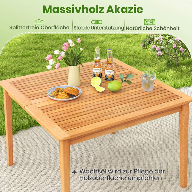 Kvadratinis akacijos medienos lauko valgomojo stalas su skyle skėčiui