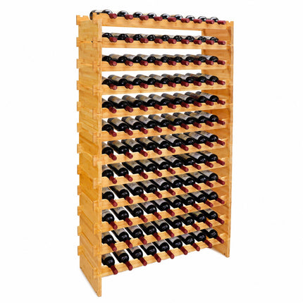 Stackable Bamboo Wine Rack for 108 Bottles, Self-Assembly, Natural