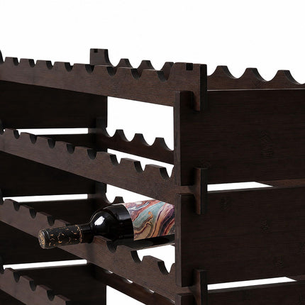 Stackable Bamboo Wine Rack for 36 Bottles, Self-Assembly, Dark Brown