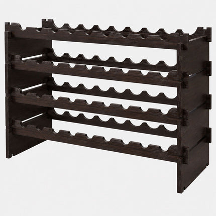 Stackable Bamboo Wine Rack for 36 Bottles, Self-Assembly, Dark Brown