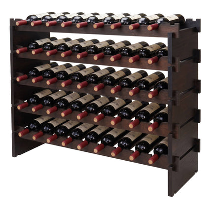Stackable Bamboo Wine Rack for 45 Bottles, Self-Assembly, Dark Brown