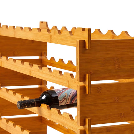 Stackable Bamboo Wine Rack for 45 Bottles, Self-Assembly, Natural