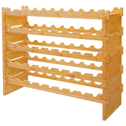 Stackable Bamboo Wine Rack for 45 Bottles, Self-Assembly, Natural