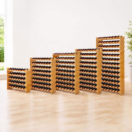 Stackable Bamboo Wine Rack for 45 Bottles, Self-Assembly, Natural