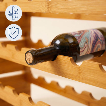 Stackable Bamboo Wine Rack for 72 Bottles, Self-Assembly, Natural