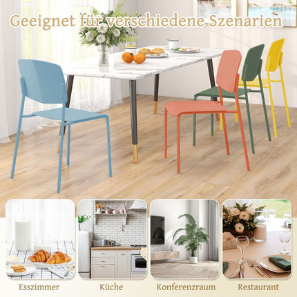 Sudedamos valgomojo kėdės, 4 vnt. komplektas - ergonomiškos, patvarios PP