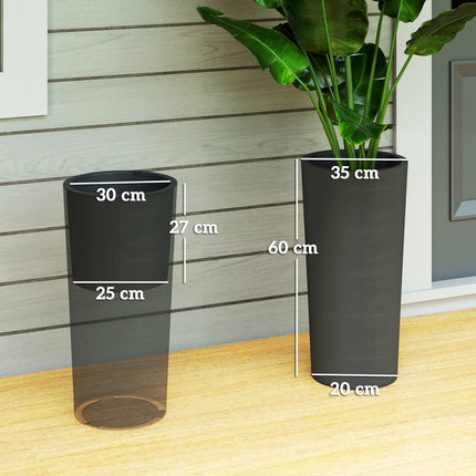 Sudedamas vazonų rinkinys su drenažu, 60 cm, tamsiai pilkas