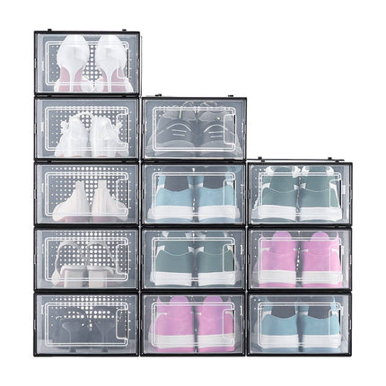 Stackable Shoe Storage Boxes, 12 Pack, Fits US 11, Clear
