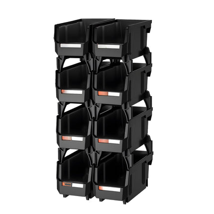 Stackable Storage Bins, Open-Front, Black, 8-Pack