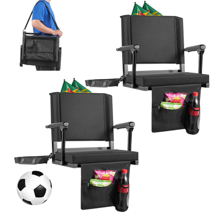 Stadium Seat 2-Pack, Padded Bleacher Chair with Armrests