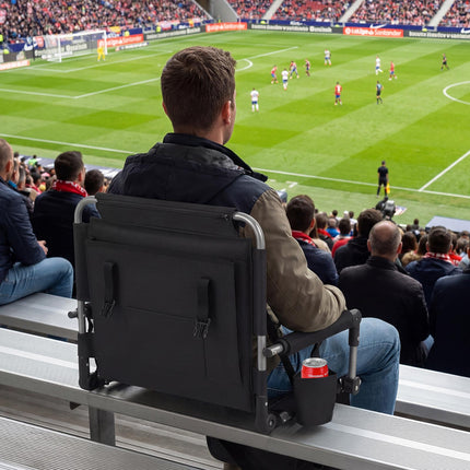 Stadiono sėdynė su atlošu, sulankstoma, puodelio laikikliu