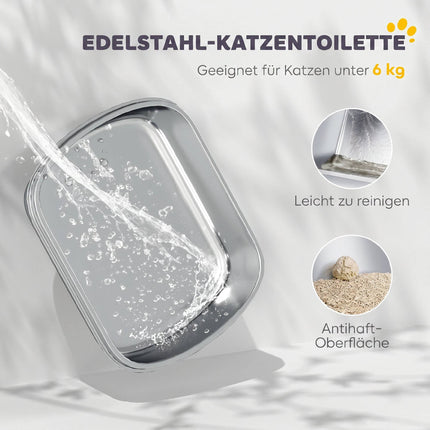 Nerūdijančio plieno uždara kačių kraiko dėžutė, komplekte yra samtelis